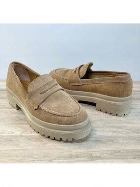 PATINA Zoe Suede Chunky Platform Penny Loafer Lug Sole Creeper Shoe Preppy 8.5